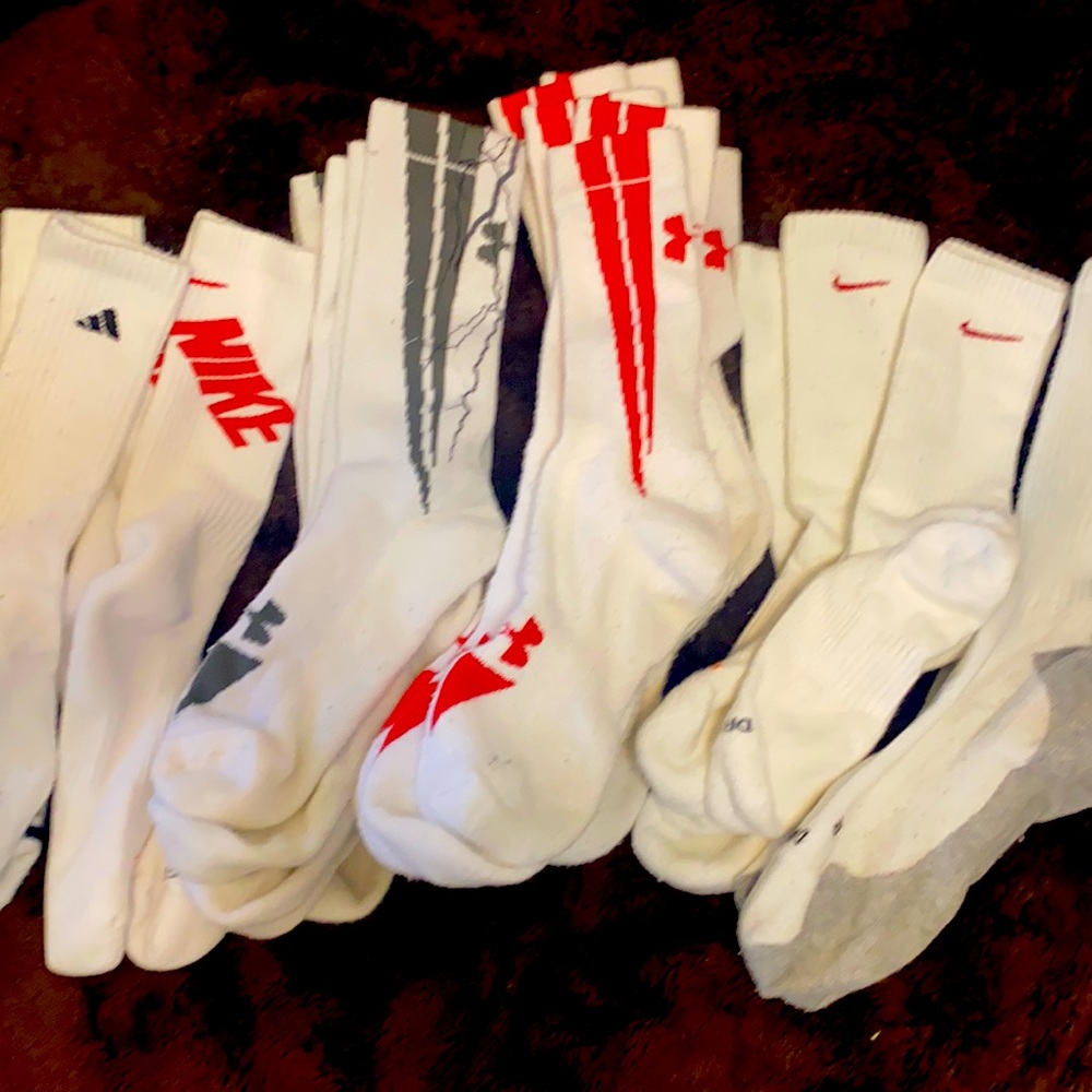 Large lot men’s used socks large Nike adidas ua
